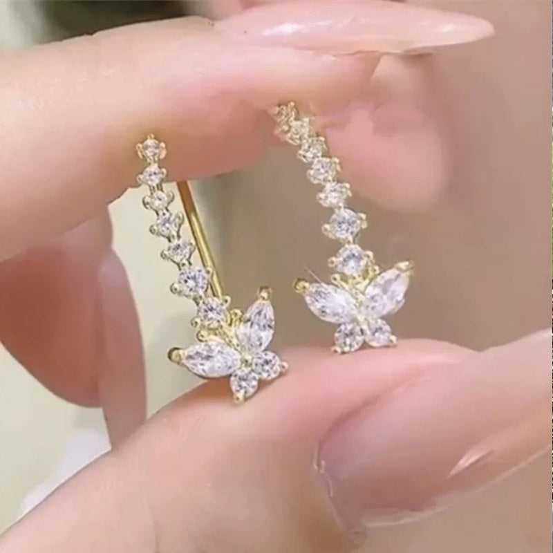 📢📢50% de réduction⏰Sparkling Butterfly Crawler Earrings