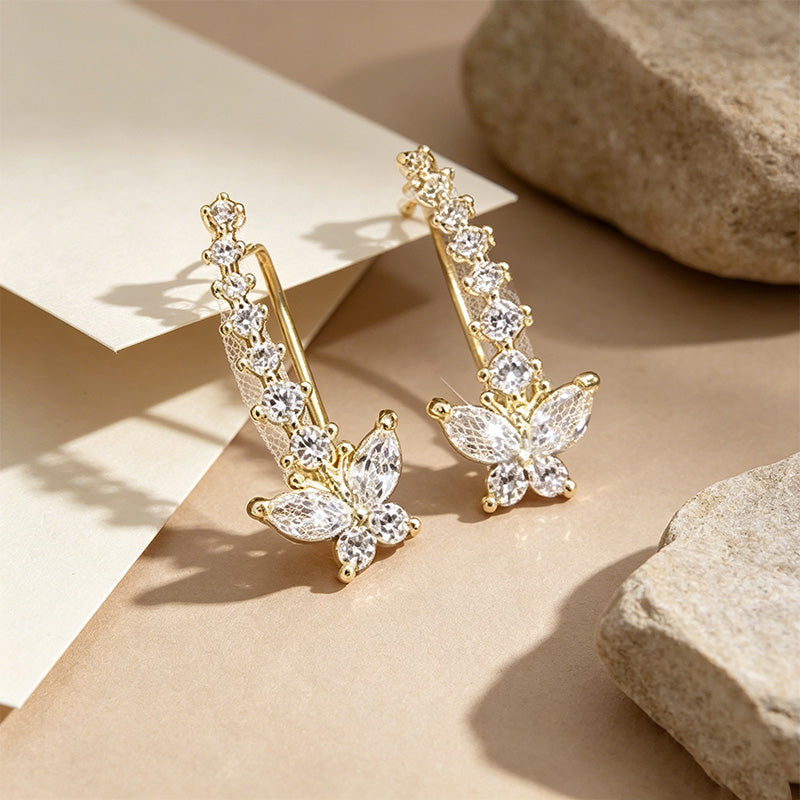 📢📢50% de réduction⏰Sparkling Butterfly Crawler Earrings
