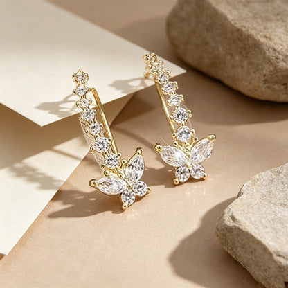 📢📢50% de réduction⏰Sparkling Butterfly Crawler Earrings