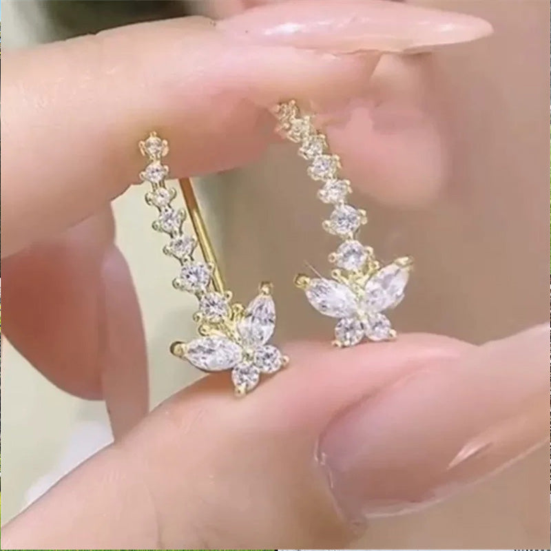 📢📢50% de réduction⏰Sparkling Butterfly Crawler Earrings