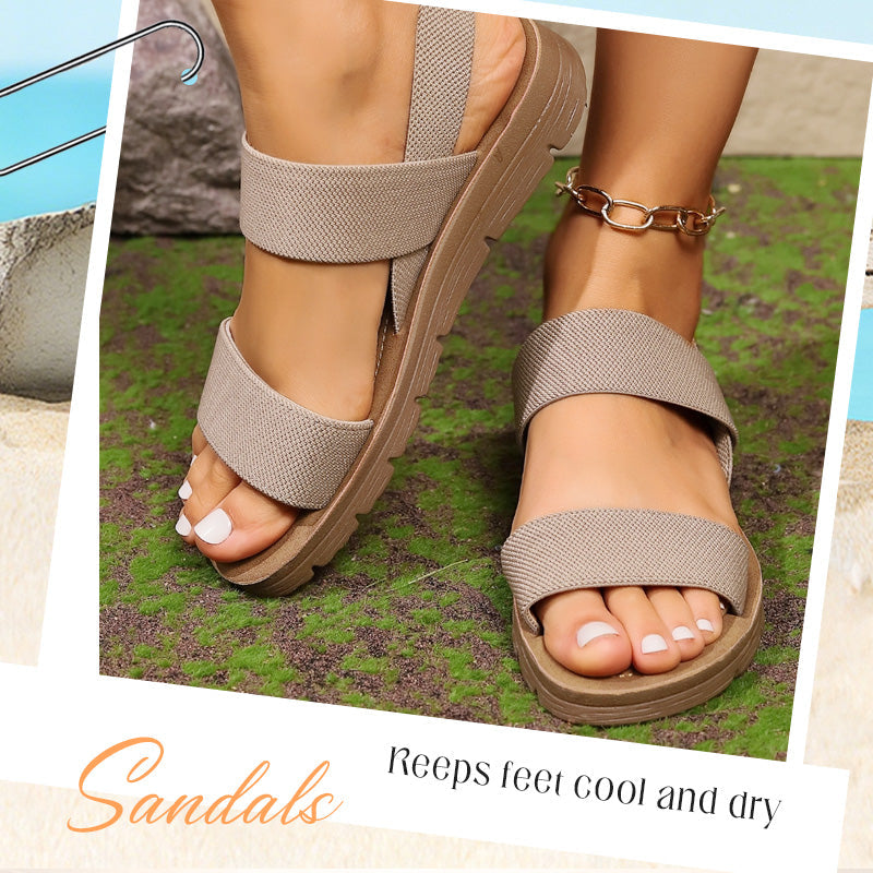 👡 50% DE RÉDUCTION! 🔥 Sandales Décontractées Antidérapantes pour Femme avec Larges Bandes Élastiques – Confortables, Semelle Amortie & Parfaites Pour Les Journées Ensoleillées ☀️