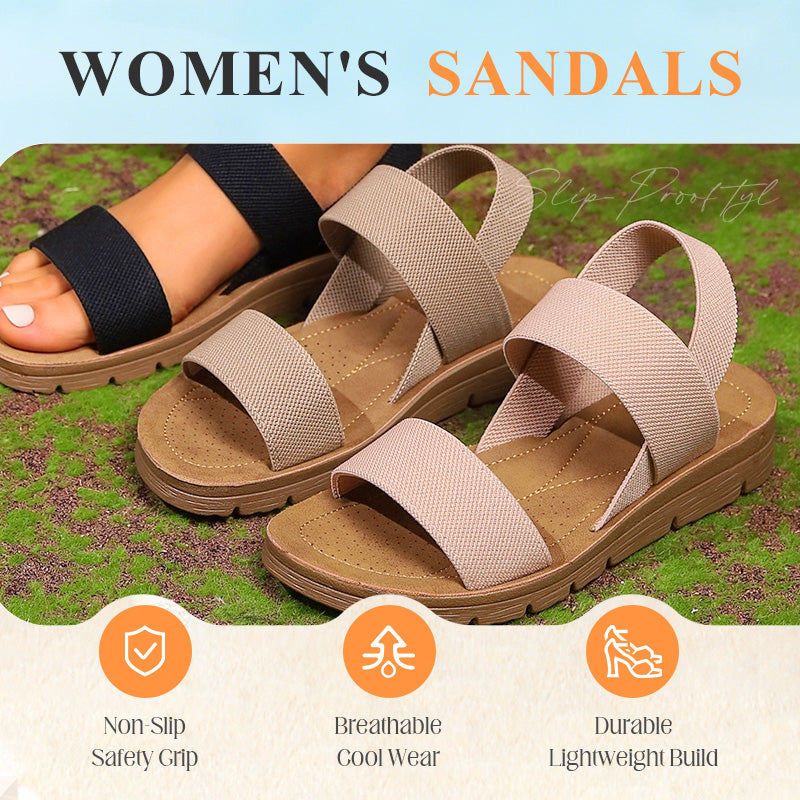 👡 50% DE RÉDUCTION! 🔥 Sandales Décontractées Antidérapantes pour Femme avec Larges Bandes Élastiques – Confortables, Semelle Amortie & Parfaites Pour Les Journées Ensoleillées ☀️