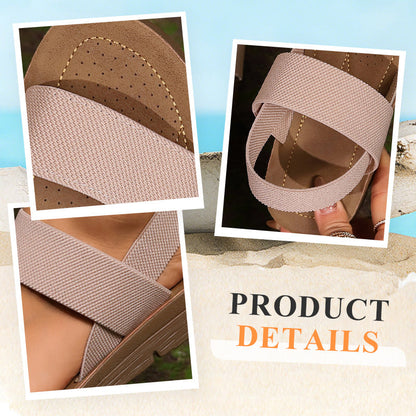 👡 50% DE RÉDUCTION! 🔥 Sandales Décontractées Antidérapantes pour Femme avec Larges Bandes Élastiques – Confortables, Semelle Amortie & Parfaites Pour Les Journées Ensoleillées ☀️