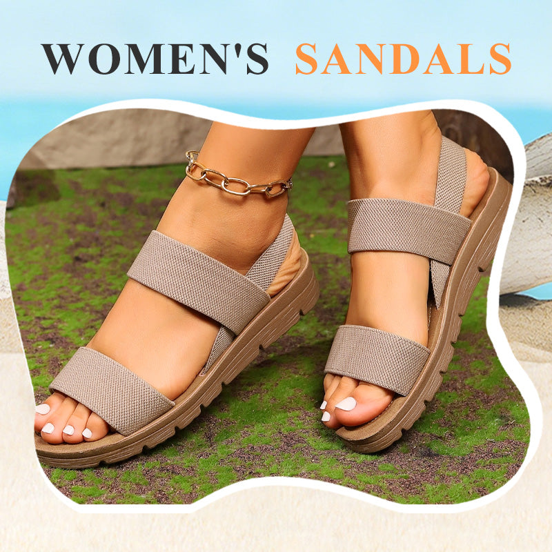 👡 50% DE RÉDUCTION! 🔥 Sandales Décontractées Antidérapantes pour Femme avec Larges Bandes Élastiques – Confortables, Semelle Amortie & Parfaites Pour Les Journées Ensoleillées ☀️