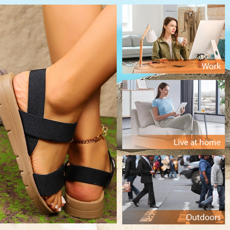 👡 50% DE RÉDUCTION! 🔥 Sandales Décontractées Antidérapantes pour Femme avec Larges Bandes Élastiques – Confortables, Semelle Amortie & Parfaites Pour Les Journées Ensoleillées ☀️