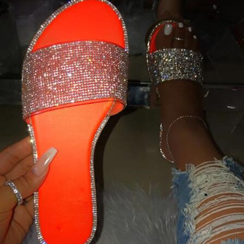 📢50 % de réduction !! ⏰Sandales plates à strass scintillants pour femme