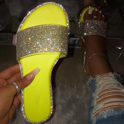 📢50 % de réduction !! ⏰Sandales plates à strass scintillants pour femme