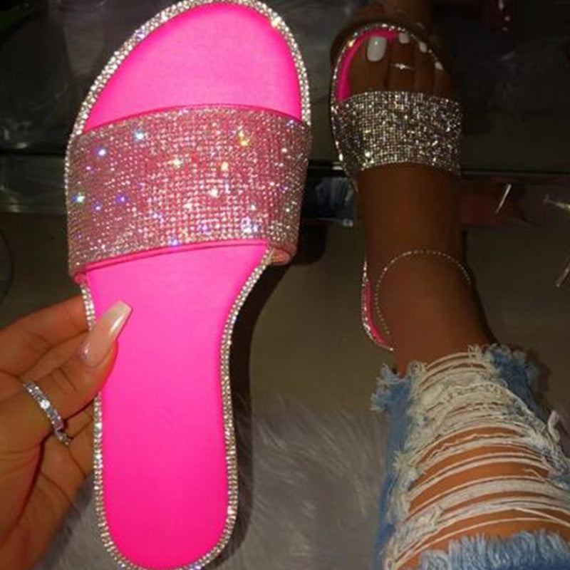 📢50 % de réduction !! ⏰Sandales plates à strass scintillants pour femme
