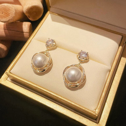 ✨   Boucles d'oreilles goutte avec perles et cristaux en forme de spirale élégante