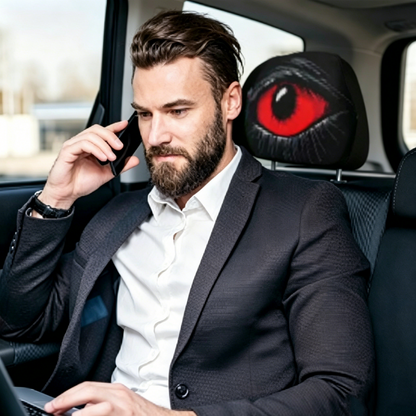 ⏳👁️‍🗨️🚗 OFFRE LIMITÉE -50% ! Housse d'Appuie-Tête de Voiture "Yeux Rouges Effrayants" – Tissu Élastique, Motif Halloween & Protection (Universel)
