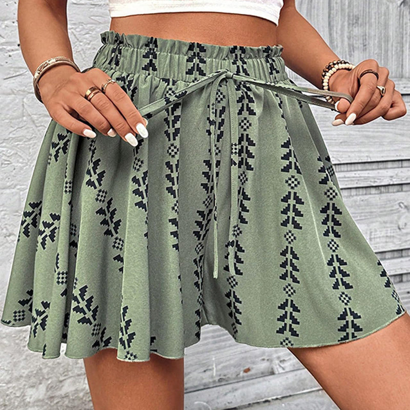 Women's Bohemian Print High-Waist Shorts