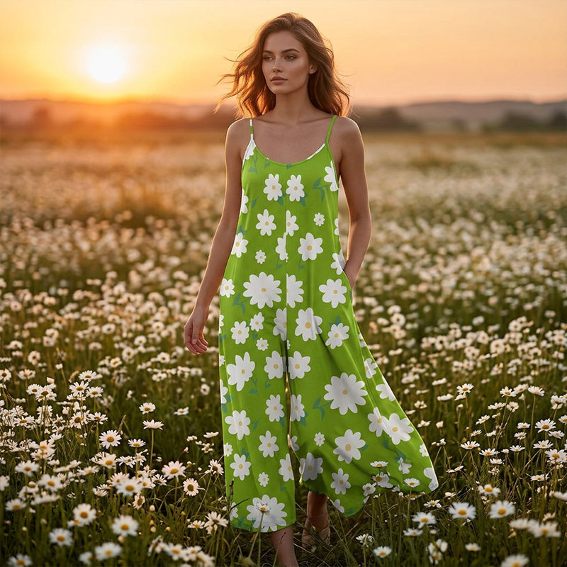 🌼50% RABATT !! ⏰Damen Jumpsuit mit Blumenmuster und weitem Bein