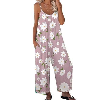 🌼50% RABATT !! ⏰Damen Jumpsuit mit Blumenmuster und weitem Bein