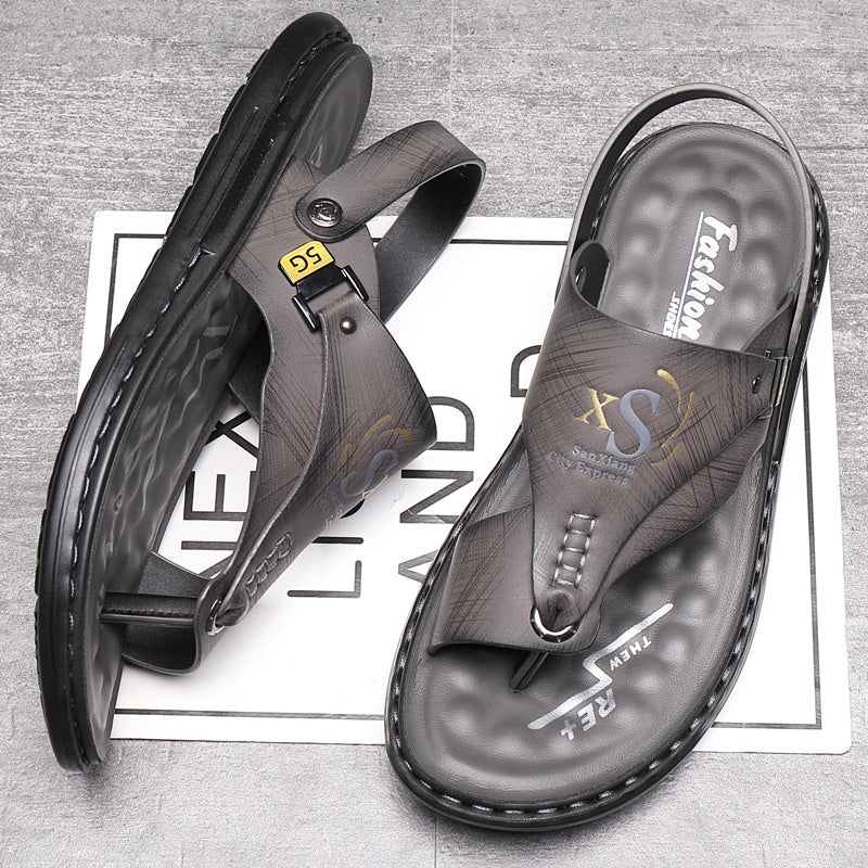 📢📢50 % DE RÉDUCTION !! ✨Sandales d'extérieur en cuir souple et respirant pour homme, tailles fortes – Ajustement confortable, semelle antidérapante et idéales pour les longues marches 🚶‍♂️