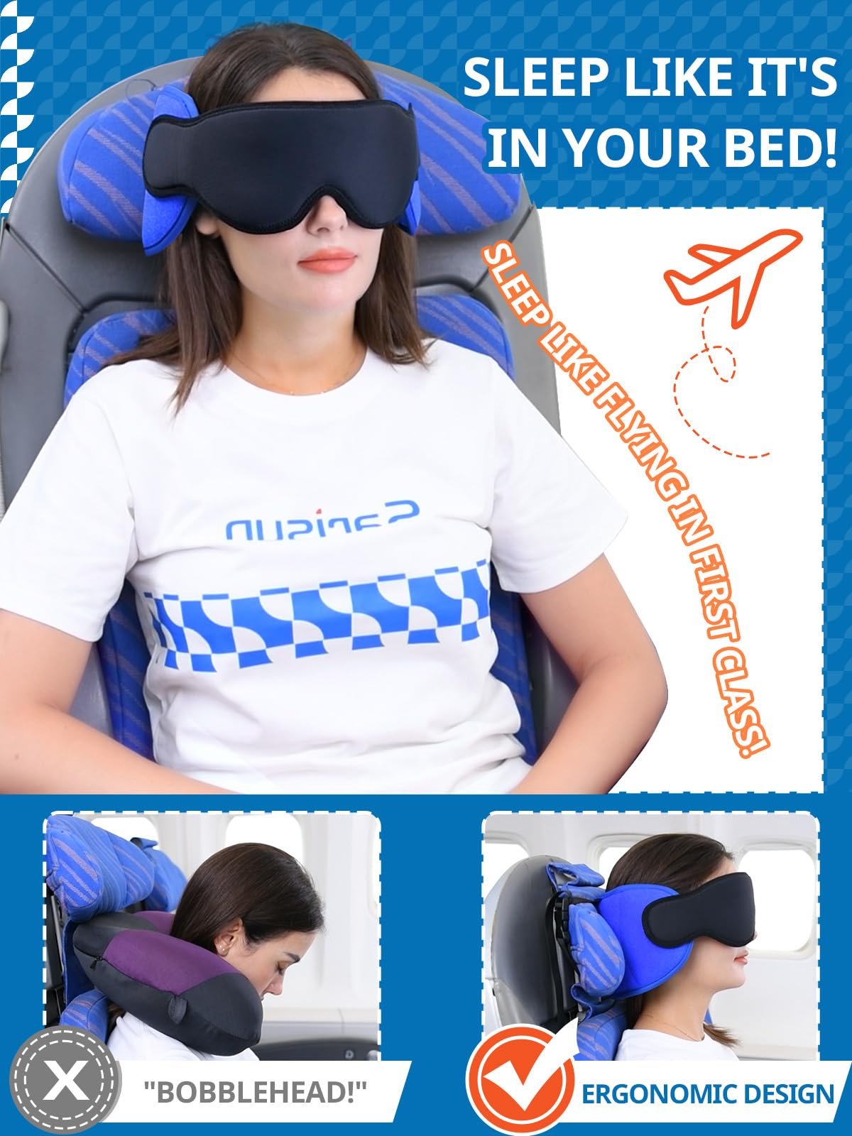 📢📢 -50 % !!  Oreiller de voyage multifonction et masque pour les yeux – Dormez confortablement où que vous soyez, oreillers de voyage pour l'avion 😴✈️