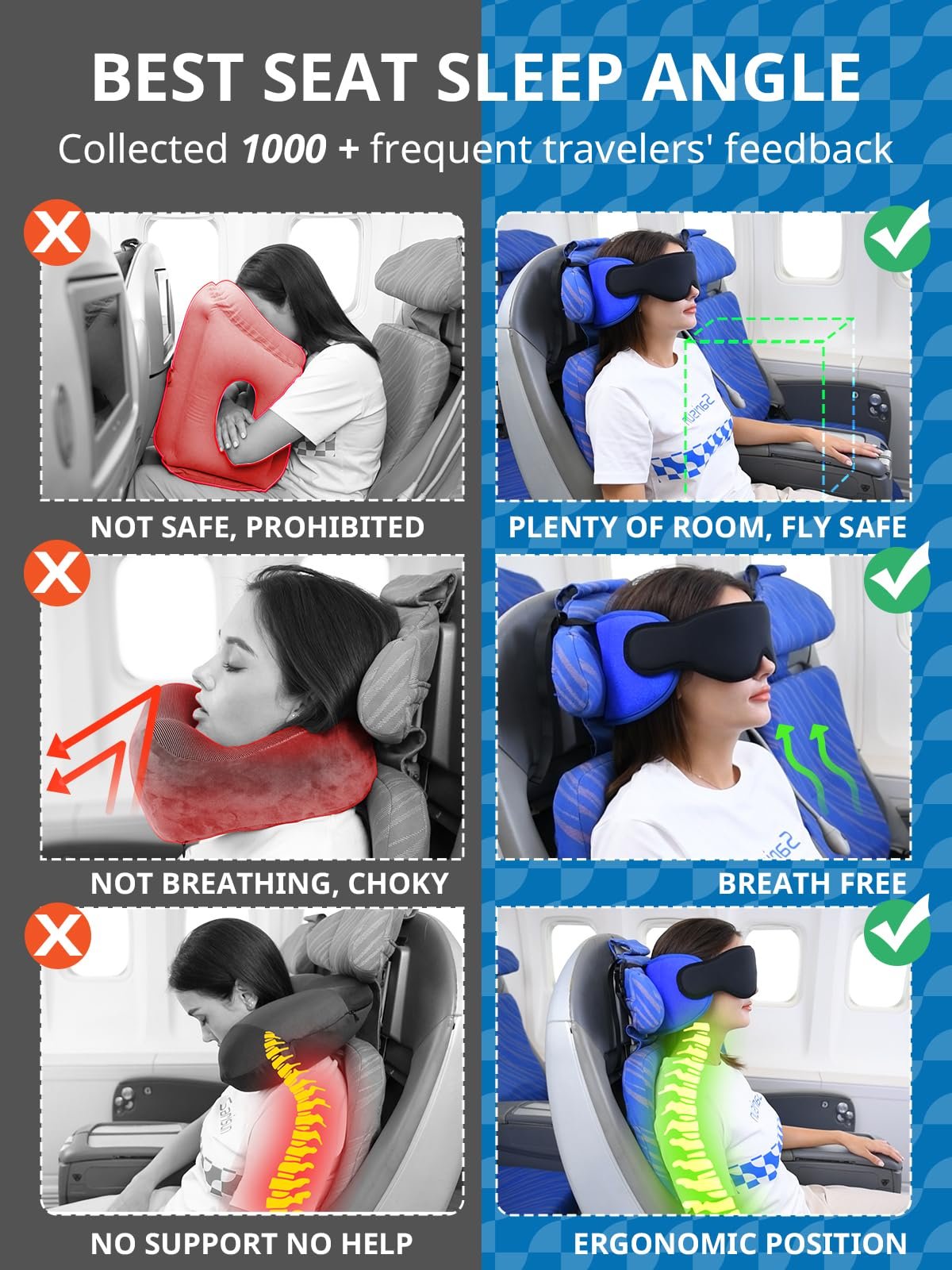 📢📢 -50 % !!  Oreiller de voyage multifonction et masque pour les yeux – Dormez confortablement où que vous soyez, oreillers de voyage pour l'avion 😴✈️