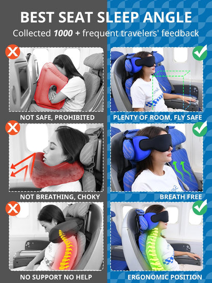 📢📢 -50 % !!  Oreiller de voyage multifonction et masque pour les yeux – Dormez confortablement où que vous soyez, oreillers de voyage pour l'avion 😴✈️