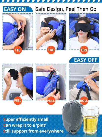 📢📢 -50 % !!  Oreiller de voyage multifonction et masque pour les yeux – Dormez confortablement où que vous soyez, oreillers de voyage pour l'avion 😴✈️