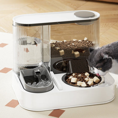 Distributeur 2-en-1 de nourriture et d'eau pour animaux de compagnie