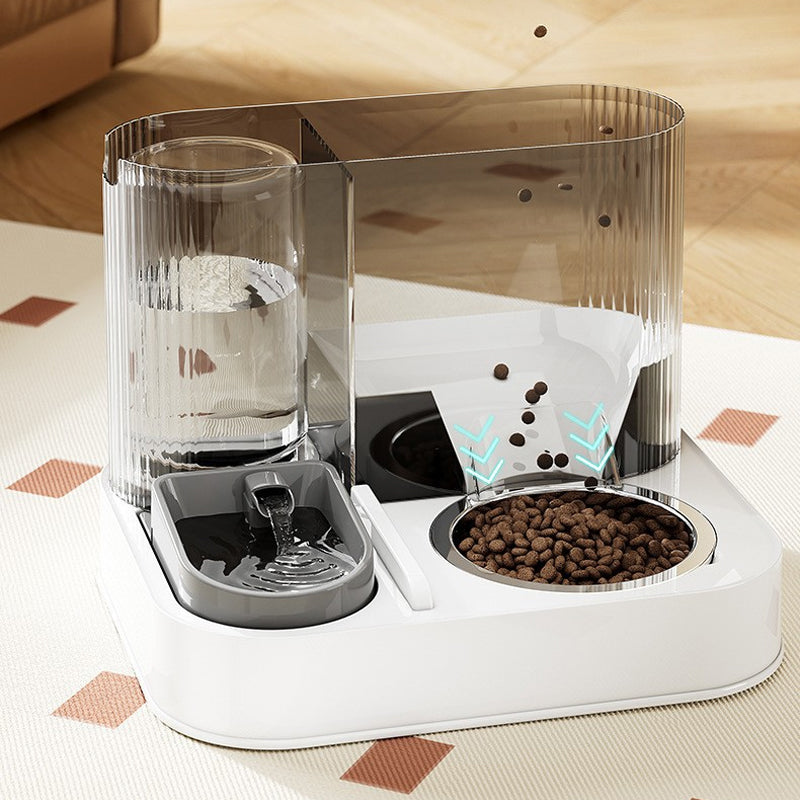 Distributeur 2-en-1 de nourriture et d'eau pour animaux de compagnie