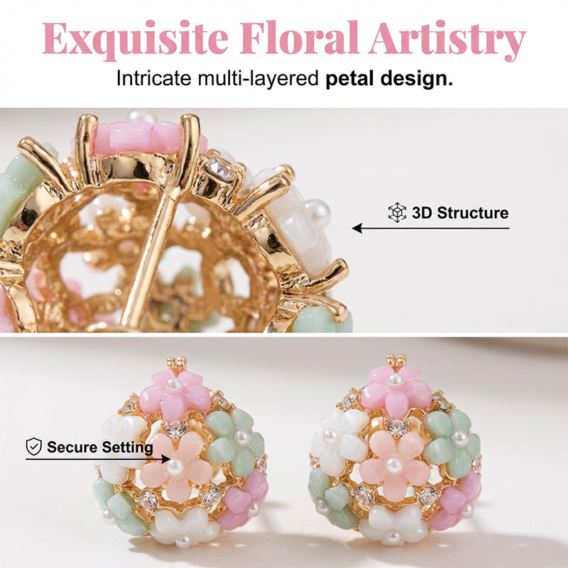 Boucles d'oreilles élégantes à motifs floraux multicolores en zircon