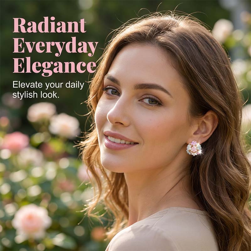 Boucles d'oreilles élégantes à motifs floraux multicolores en zircon