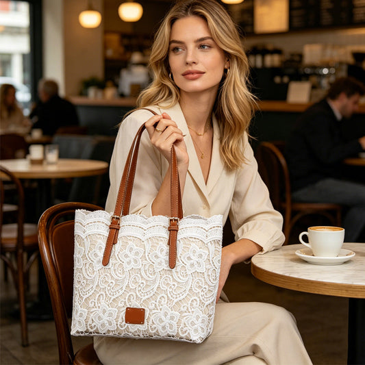 Sac fourre-tout élégant en dentelle, grande capacité✅ Chic & Large | Sac à Main Élégant 👜