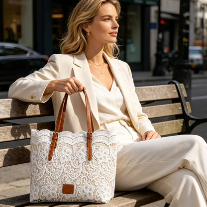 Sac fourre-tout élégant en dentelle, grande capacité✅ Chic & Large | Sac à Main Élégant 👜