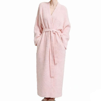 Manteau d'intérieur à col en V et ceinture pour femme