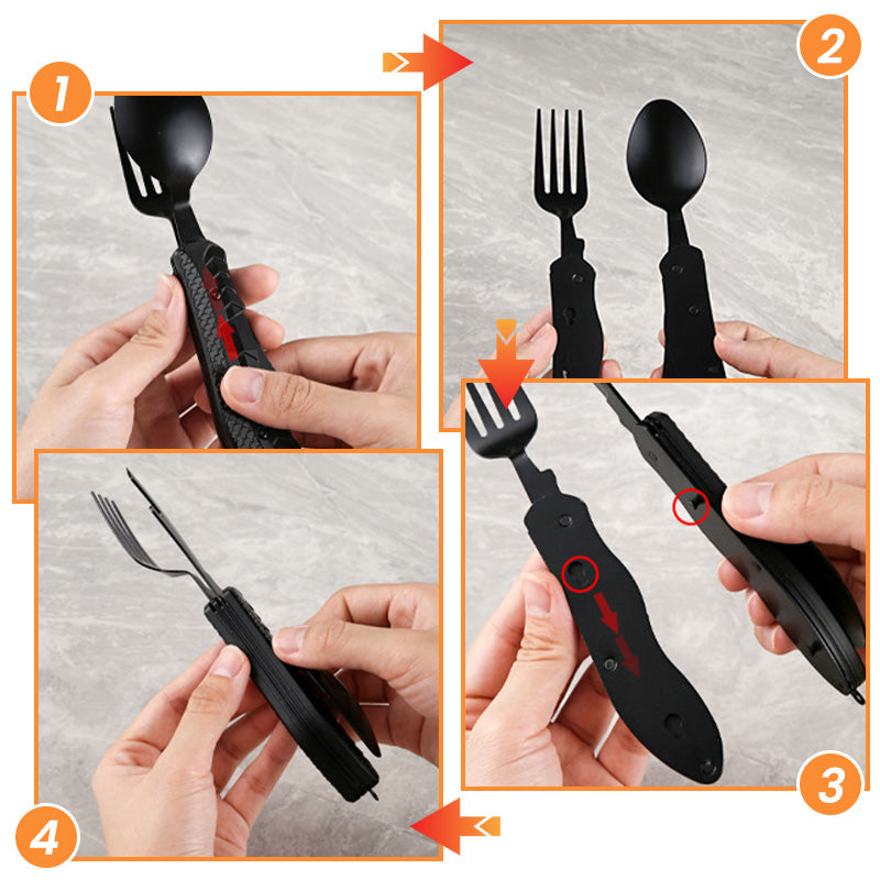 🌿-50%！🍴 Couverts réutilisables pliants – Acier inoxydable, design tout-en-un, zéro plastique, pour des déjeuners écolos et pratiques partout où vous allez 🏢🌳