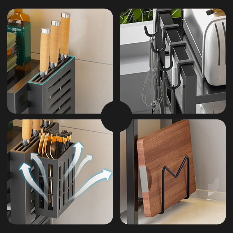 💥50% DE RÉDUCTION🍽️ Étagère extensible pour micro-ondes avec crochets – gain de place dans la cuisine, idéale pour les accessoires et les épices 🔧✨