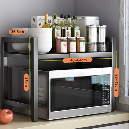 💥50% DE RÉDUCTION🍽️ Étagère extensible pour micro-ondes avec crochets – gain de place dans la cuisine, idéale pour les accessoires et les épices 🔧✨