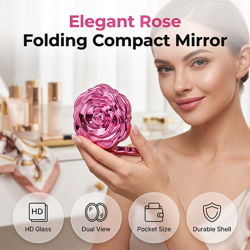 🌹 -50% DE RABAIS MAINTENANT ! Miroir à maquillage pliant élégant couleur or rosé
