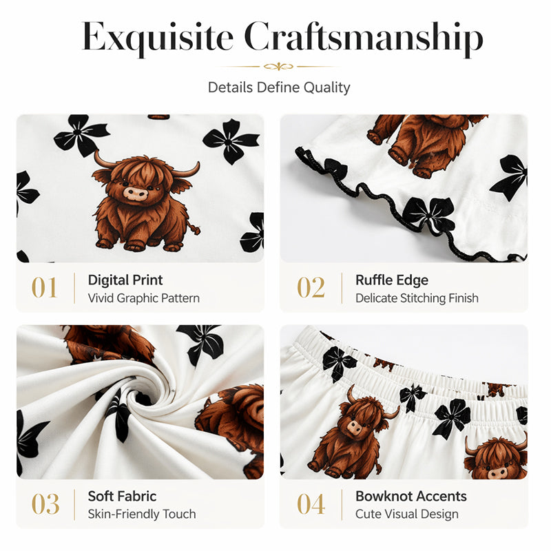 🌸 -50% MAINTENANT ! 🌸 Ensemble Pyjama Camisole à Bretelles Vache des Highlands