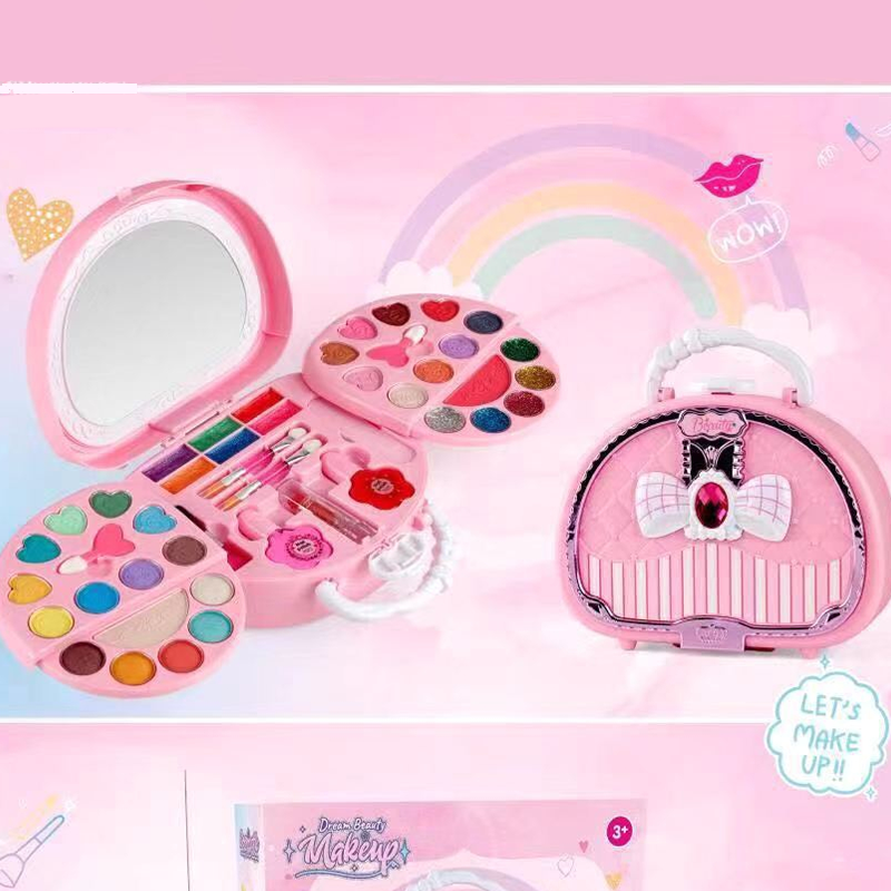 👜-43%！ Kit de Maquillage Lavable Enfant – Plastique – Sac à Main Rose & Palette Dépliable for Filles