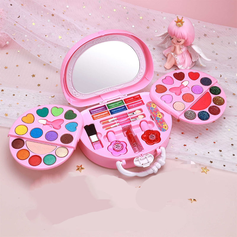 👜-43%！ Kit de Maquillage Lavable Enfant – Plastique – Sac à Main Rose & Palette Dépliable for Filles