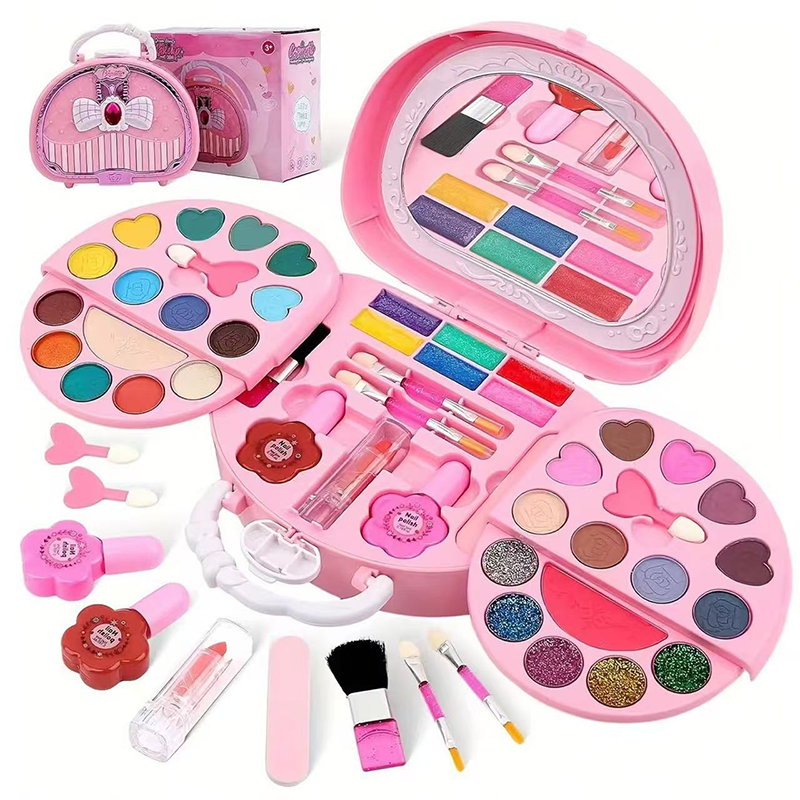 👜-43%！ Kit de Maquillage Lavable Enfant – Plastique – Sac à Main Rose & Palette Dépliable for Filles