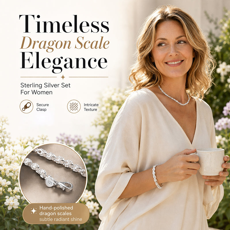 📢📢50% DE RÉDUCTION !! ⏰Bracelet et collier tendance à maillons en forme d'écailles de dragon