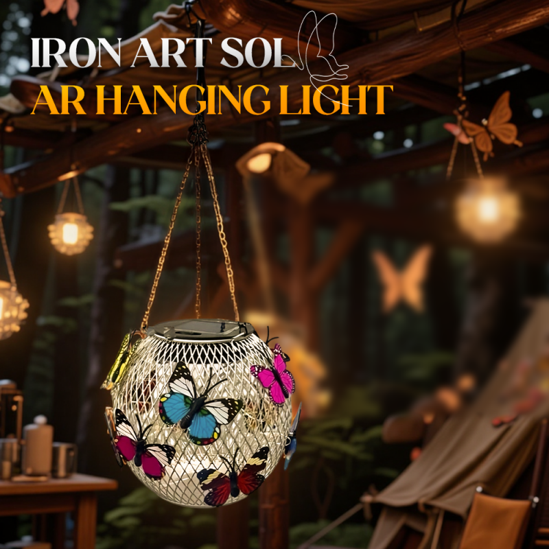 🔥-50%！Lampe Solaire Suspension en Fer – Éclairage d’Extérieur Étanche, Style Industriel & Éco-Design