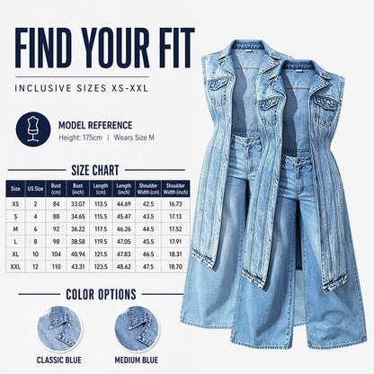 ✨ 50% DE RÉDUCTION – PLUS DE 44 000 VENDUS ! 🧵 Robe Gilet Jean Sans Manches Fente Haute – Denim Coton Premium – Ourlet Irrégulier & Patchwork for Look Urbain