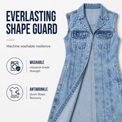 ✨ 50% DE RÉDUCTION – PLUS DE 44 000 VENDUS ! 🧵 Robe Gilet Jean Sans Manches Fente Haute – Denim Coton Premium – Ourlet Irrégulier & Patchwork for Look Urbain