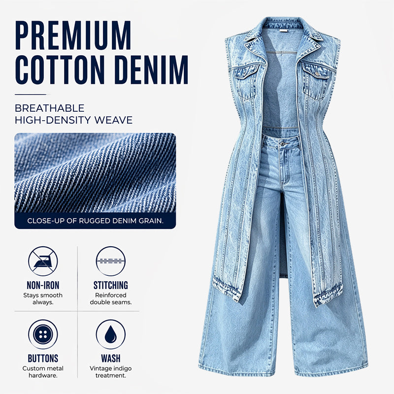 ✨ 50% DE RÉDUCTION – PLUS DE 44 000 VENDUS ! 🧵 Robe Gilet Jean Sans Manches Fente Haute – Denim Coton Premium – Ourlet Irrégulier & Patchwork for Look Urbain