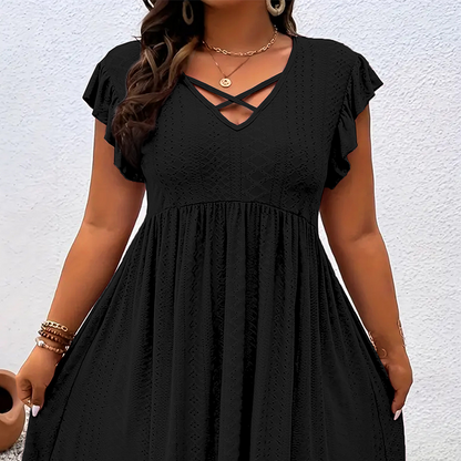 Robe Femme à Col V avec Volants — Coupe Flatteuse, Douce et Parfaite pour Toutes les Occasions