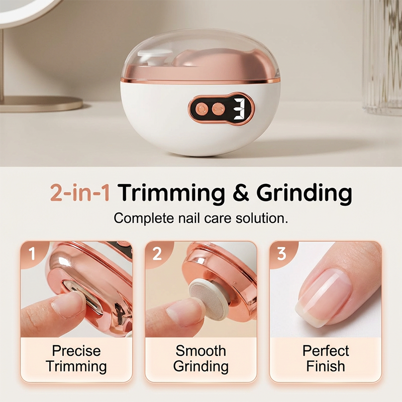 💅🧹 Lime à ongles électrique automatique – Sans éclats, collecteur de poussière intégré, finition lisse et brillante, recharge rapide USB ⚡👌