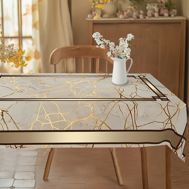 🧻 Nappe Imprimée Marbre Imperméable – Polyester, Anti-Taches & Anti-Eau pour Salle à Manger & Terrasse