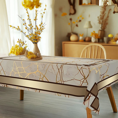🧻 Nappe Imprimée Marbre Imperméable – Polyester, Anti-Taches & Anti-Eau pour Salle à Manger & Terrasse