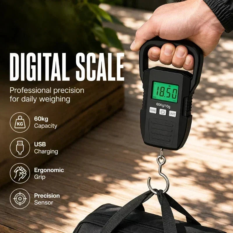 🔥Remise de 50 % à durée limitée⚖️ Mini Balance Électronique de Voyage — 60 kg, Écran LCD Rétroéclairé, Compacte & Précise 🧳