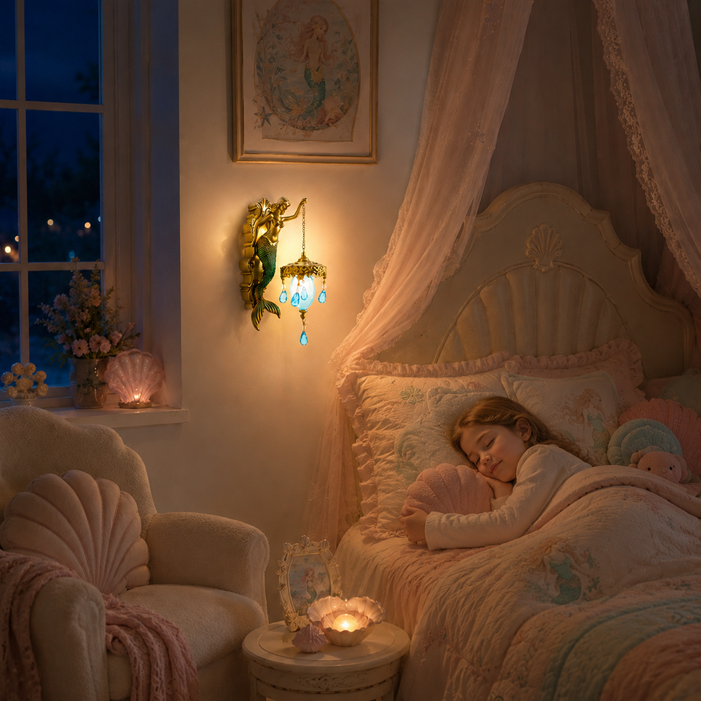 🧜‍♀️ 50% DE RÉDUCTION! 🏮 Applique murale sirène vintage – Design rétro, lumière douce & ambiance maritime – Parfaite pour salle de bain, couloir ou déco côtière 🌊