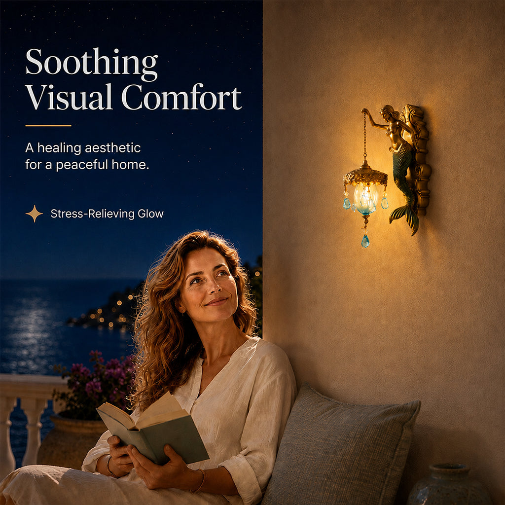 🧜‍♀️ 50% DE RÉDUCTION! 🏮 Applique murale sirène vintage – Design rétro, lumière douce & ambiance maritime – Parfaite pour salle de bain, couloir ou déco côtière 🌊