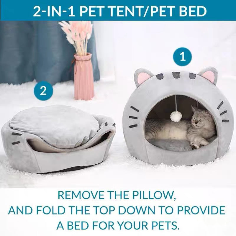 🐾 Le lit-tente 2-en-1 qui offre à votre animal son petit cocon de confort ! 🏡